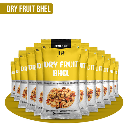JB&CO Dry Fruit Bhel Grab & Go Pack, Tangy Crunchy Bar Snack Mix, Healthy Snacks, all time snack, made with pure dry fruits and nuts